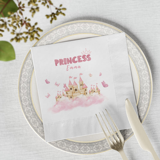 Pink Princess Castle Coined Paper Napkins
