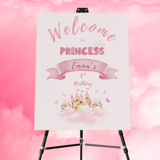 Pink Princess Castle Welcome Sign