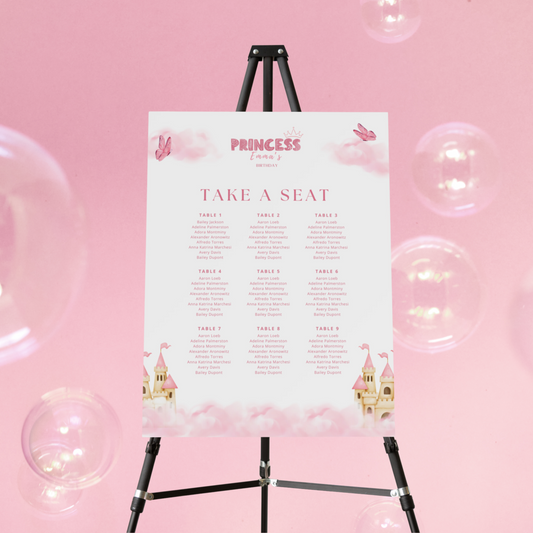 Pink Princess Castle Seating Chart