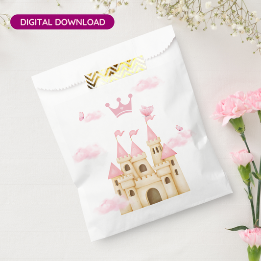 Pink Princess Castle Favor Bag Design (DIGITAL DOWNLOAD)