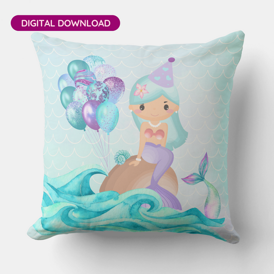 Turquoise Mermaid Throw Pillow