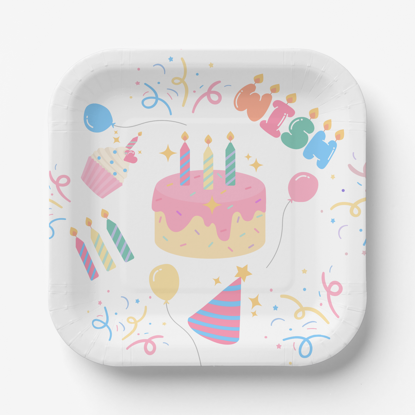 Birthday Cake Candles Paper Plate  Design (DIGITAL DOWNLOAD)