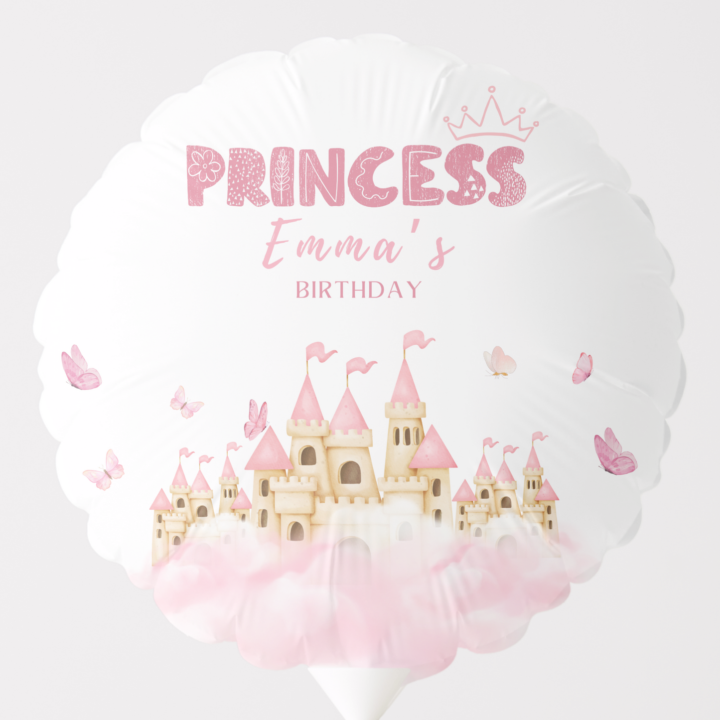 Pink Princess Castle Birthday Balloon (DIGITAL DOWNLOAD)