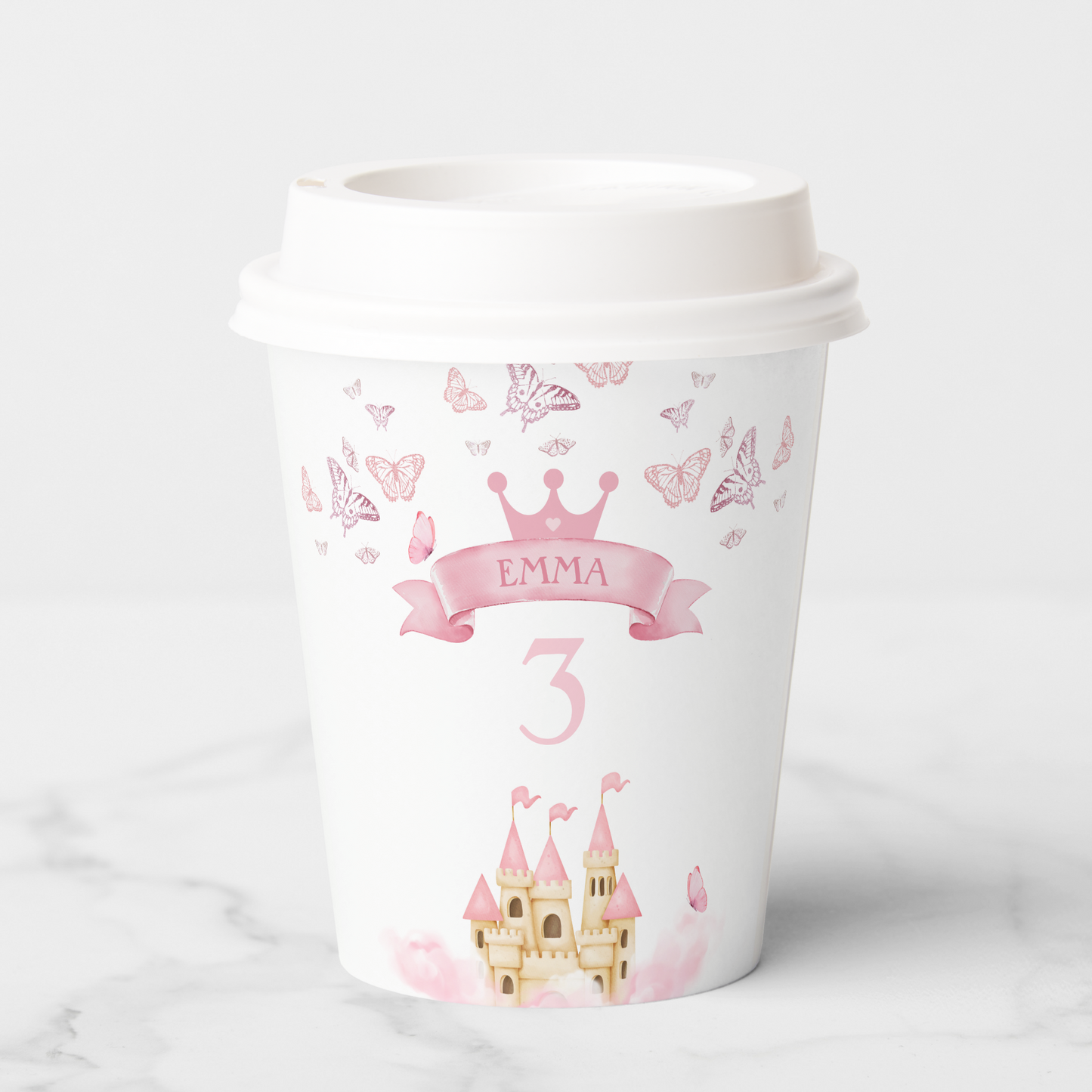 Pink Princess Castle Butterfly Cup design (DIGITAL DOWNLOAD)