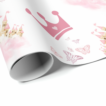 Pink Princess Castle Crown Royal Wrapping Paper Design (DIGITAL DOWNLOAD)