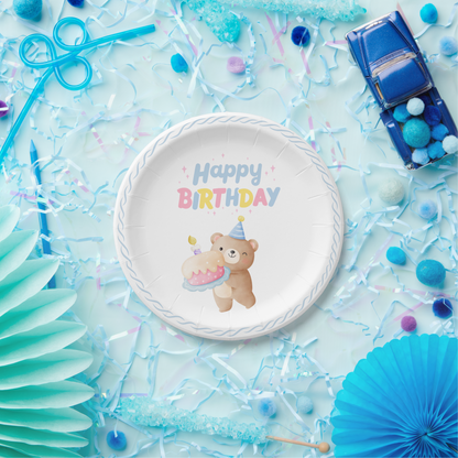 Teddy Bear's Happy Birthday Party Paper Plates (DIGITAL DOWNLOAD)