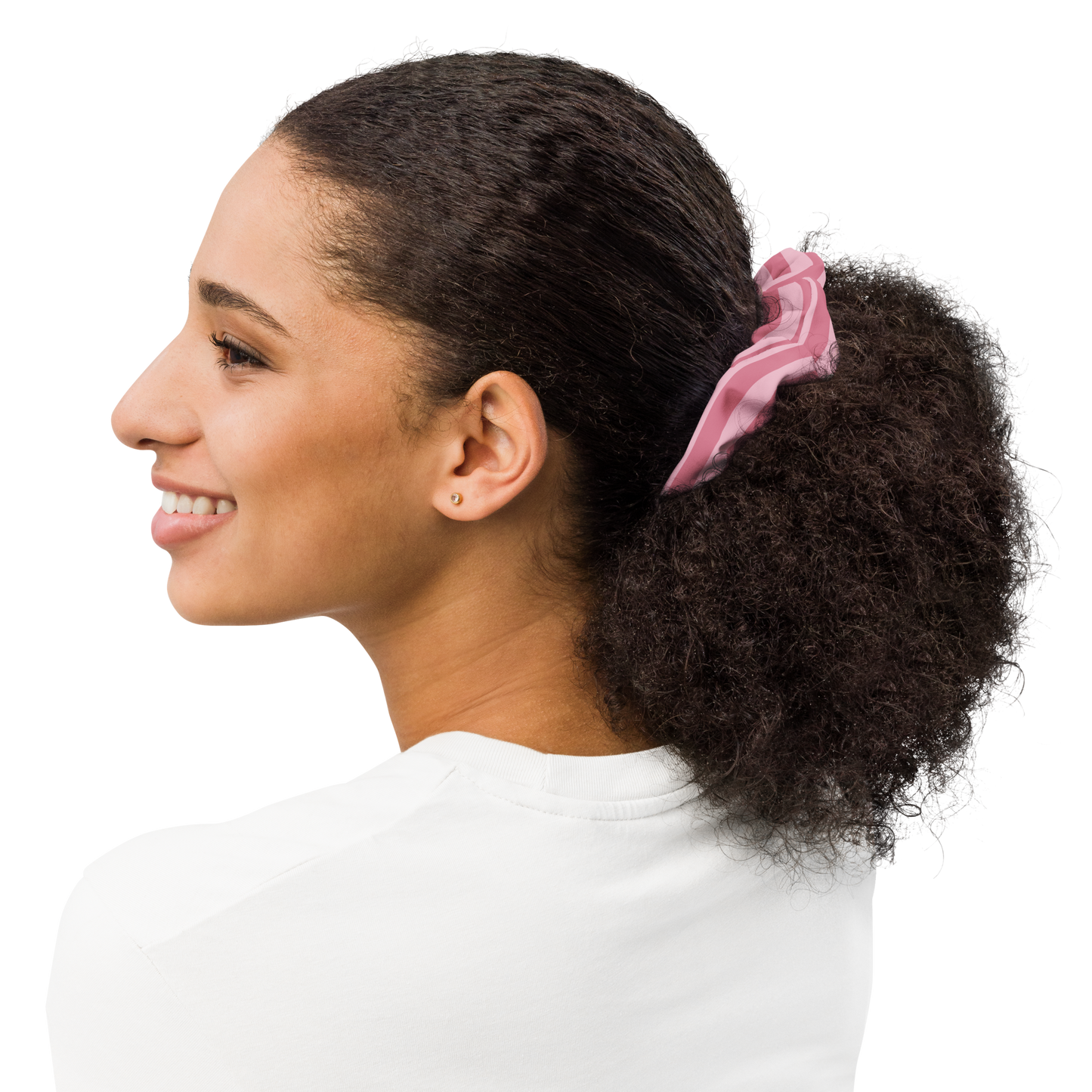 Pink Princess Striped Recycled Scrunchie